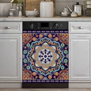 Funda magnética para lavavajillas con diseño de mandala: decoración de cocina bohemia - ¡Envío gratuito a EE. UU.! #nt79