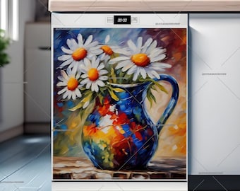 Daisy Flowers Dishwasher Magnet Cover: Floral Kitchen Decor - U.S. duty free!! #md1659