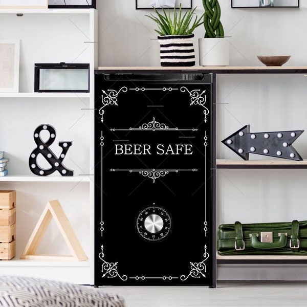 Decorative Black Beer Safe Mini Fridge Magnet Cover for Mancave or Patio • Gift for Him