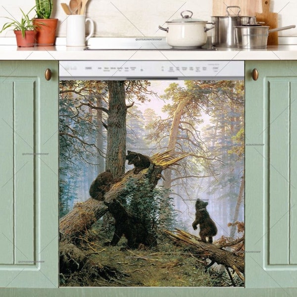 Kitchen Dishwasher Magnet Cover - Morning In A Pine Forest by Ivan Ivanovich #art56