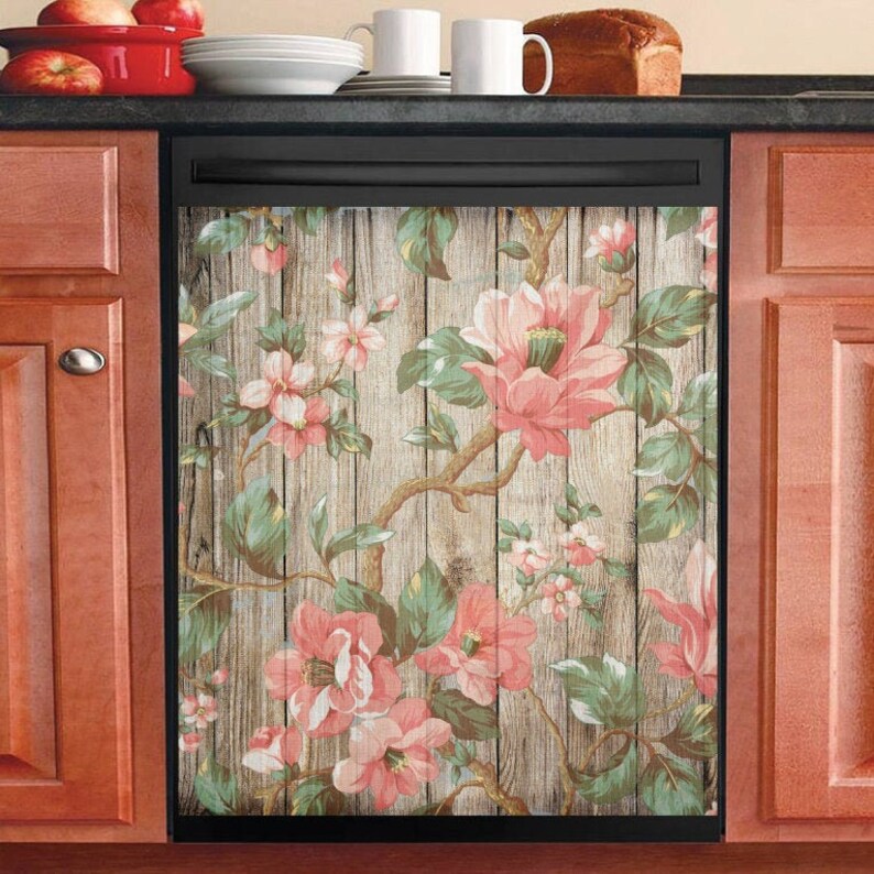 Country Decor Kitchen Dishwasher Cover Rustic Flower Etsy