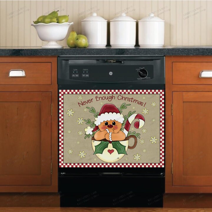 Christmas Cute Gingerbread Man in a Cup Dishwasher Cover
