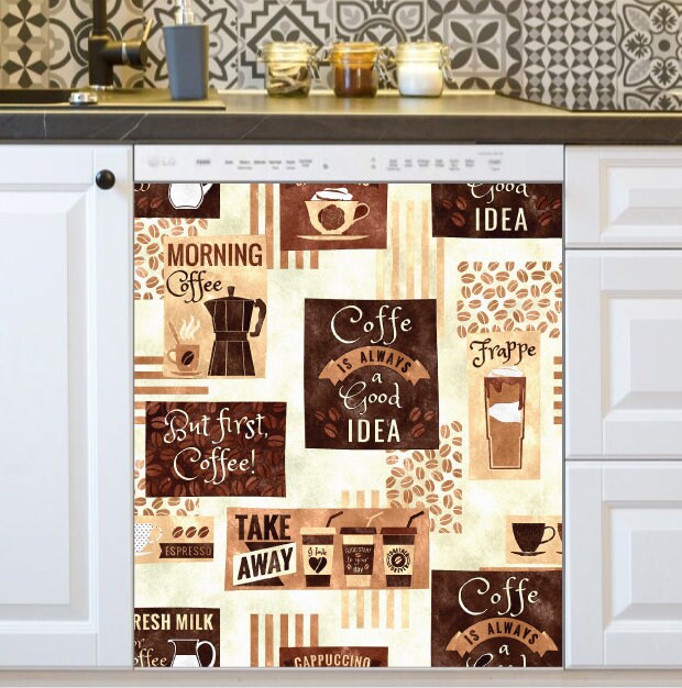 Dishwasher Cover Cute Coffee Design Etsy