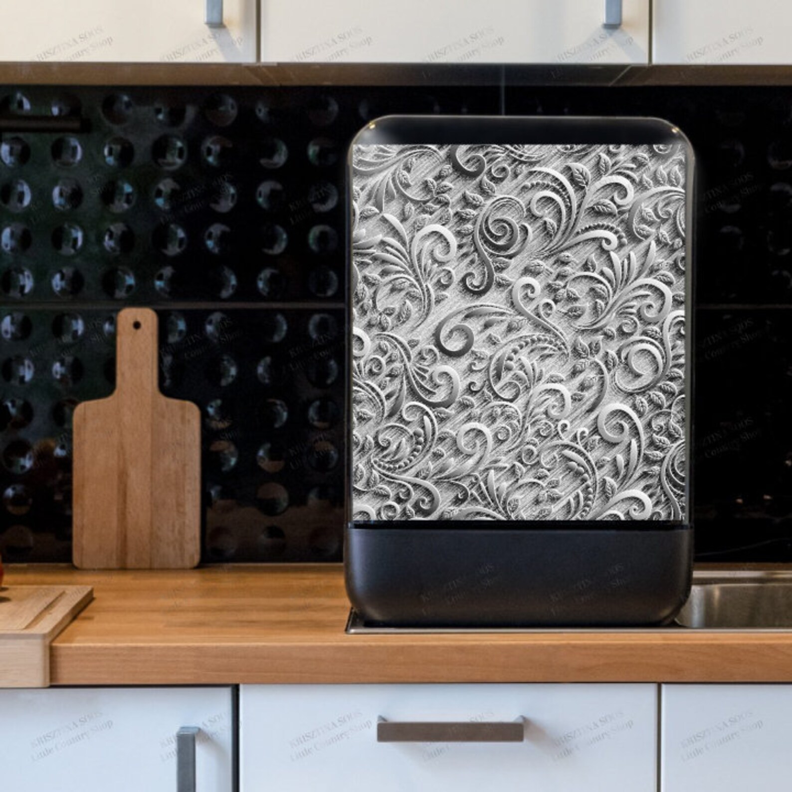 Kitchen Dishwasher Decor Cover Flower and Brushed Etsy