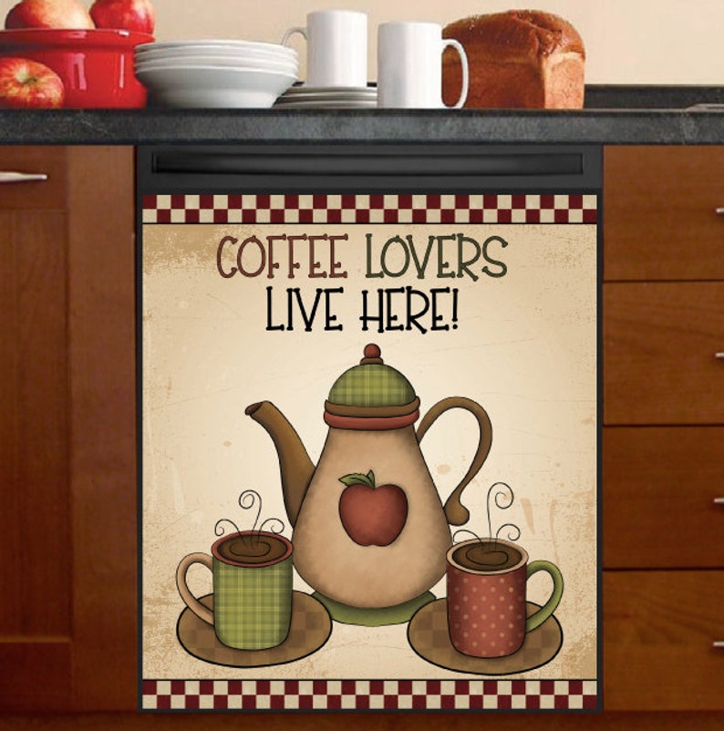 Dishwasher Cover Coffee Lovers Live Here Etsy
