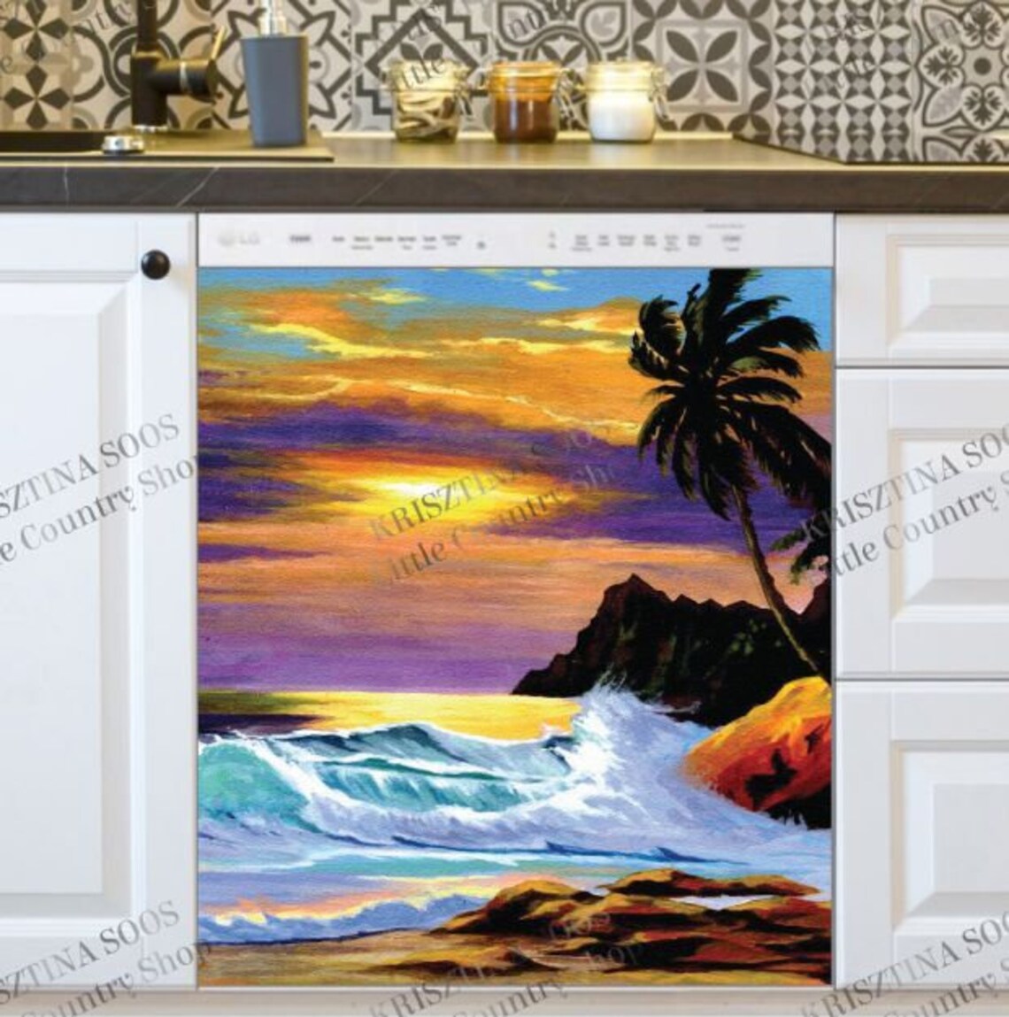 Dishwasher Cover Kitchen Decor Beautiful Tropical Etsy