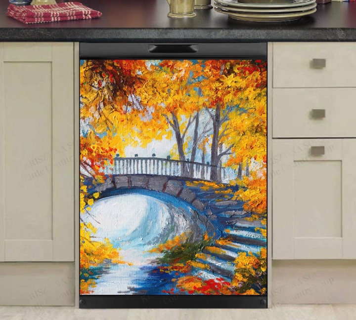 Autumn Forest Bridge Dishwasher Cover