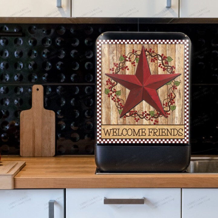 Kitchen Dishwasher Cover Country Red Prim Barn Star Etsy Canada