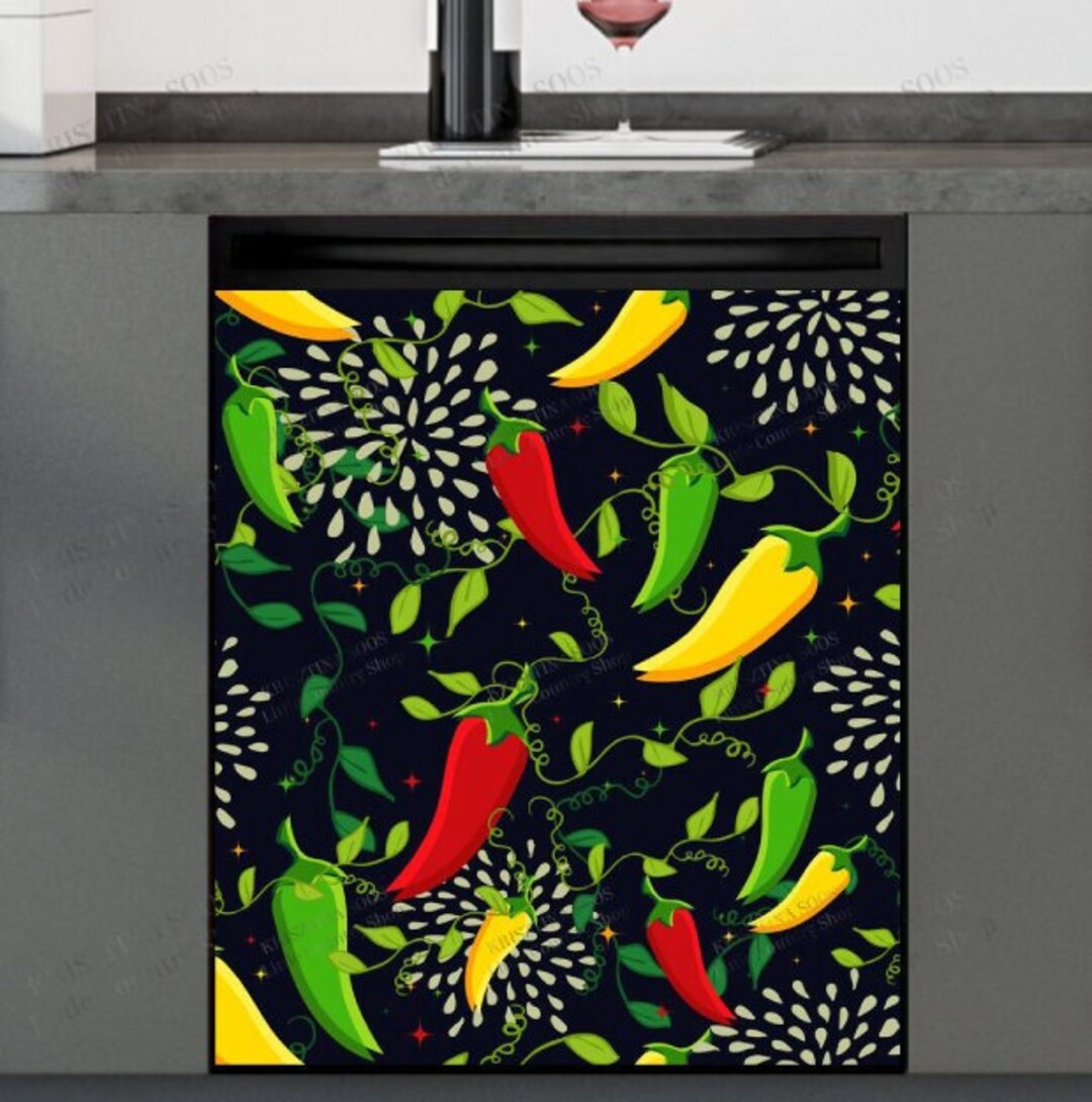 Kitchen Dishwasher Cover Mexican Chili Pepper Design Etsy
