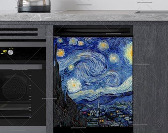 Van Gogh Starry Night Dishwasher Magnet Cover: Modern Kitchen Decor