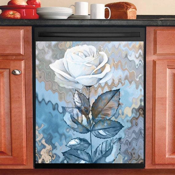 Country Kitchen Dishwasher Cover Beautiful White Rose Etsy
