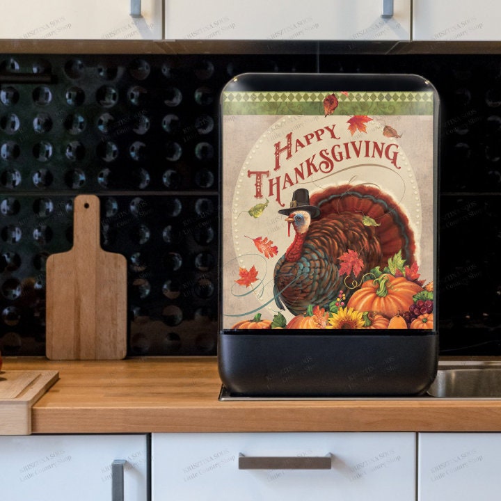 Autumn Vintage Happy Thanksgiving Turkey Dishwasher Cover