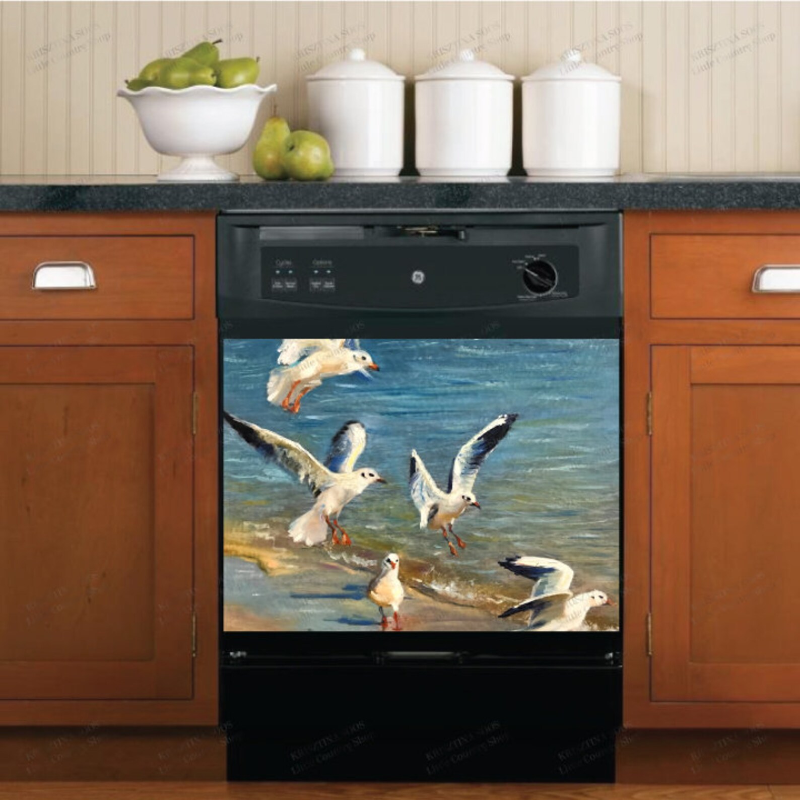 Kitchen Dishwasher Decor Cover Seagulls at the Beach Etsy