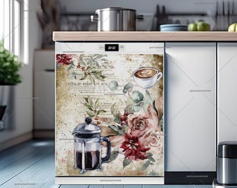Vintage Coffee Dishwasher Magnet Cover: Cozy Kitchen Decor - U.S. duty free!! #kc242