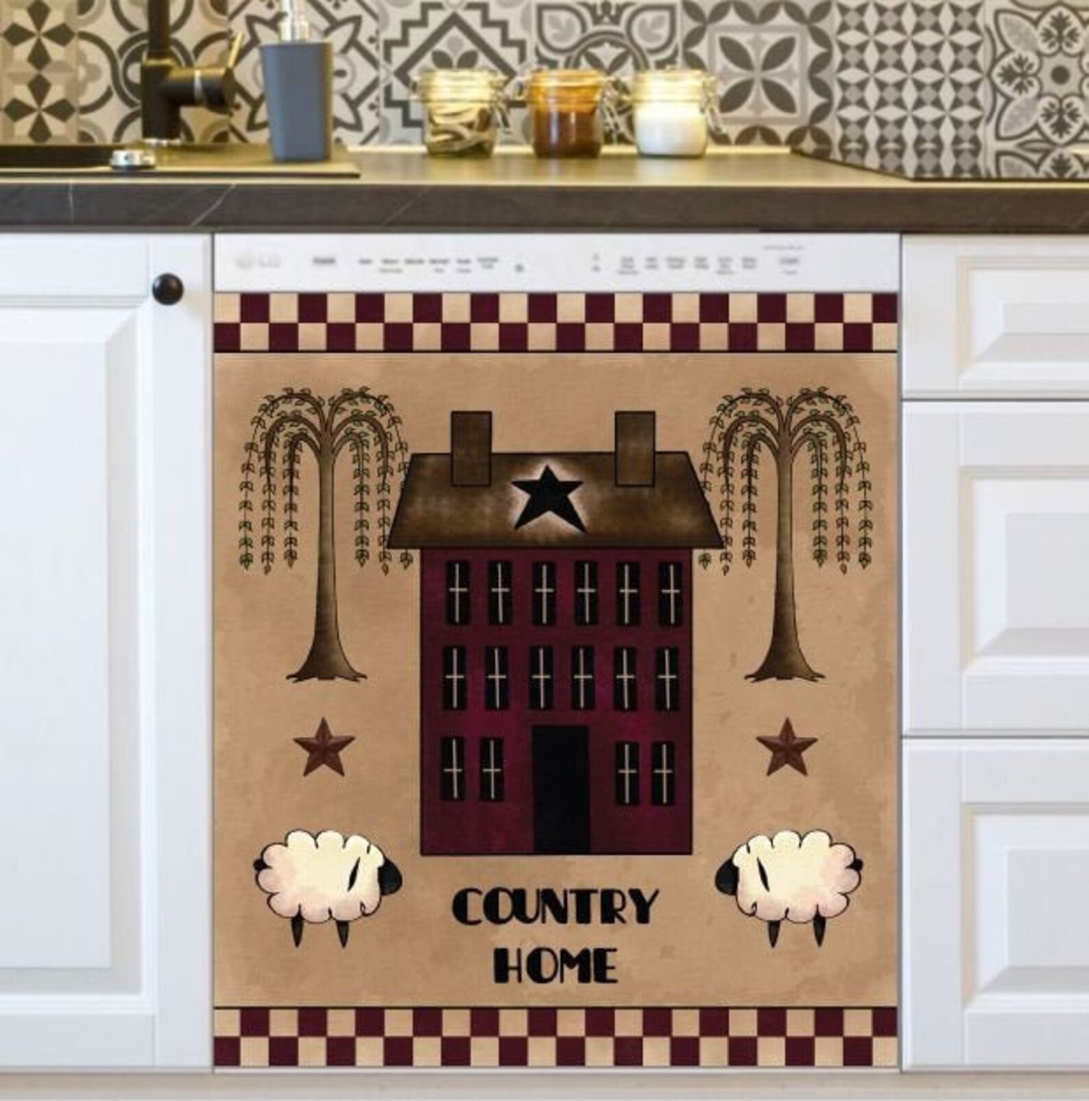 Dishwasher Cover Primitive Country Home and Sheep Etsy