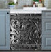 Kitchen Dishwasher Magnet Cover - Engraved Dark Grey Batik Metal Design Pattern ( flat design, not 3D ) 