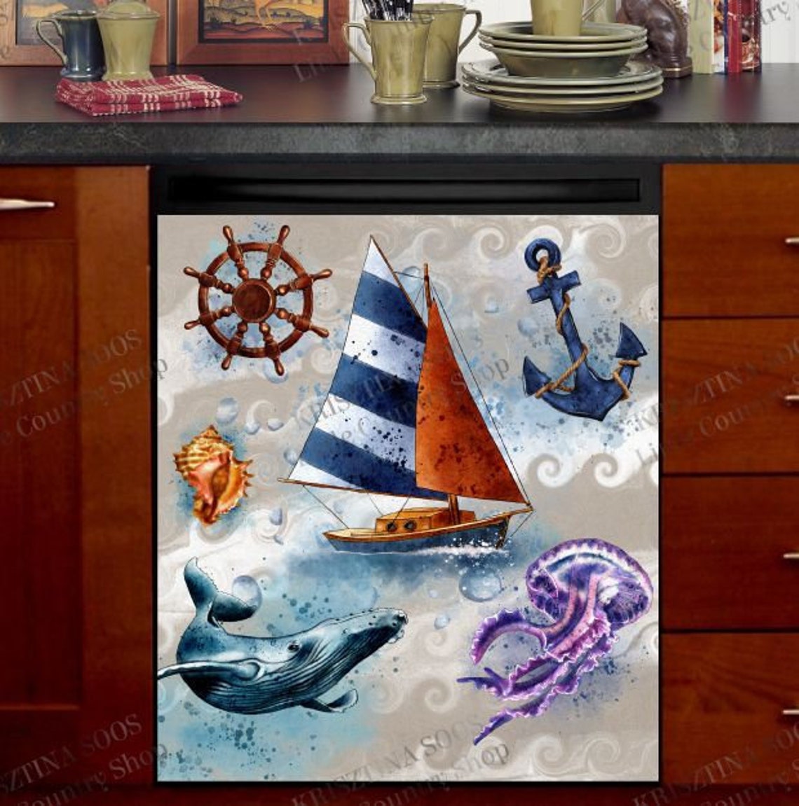 Kitchen Dishwasher Decor Cover Summer Holiday at the Etsy