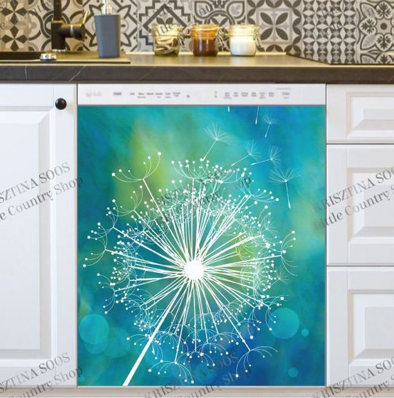 Kitchen Dishwasher Cover Beautiful White Dandelion Etsy