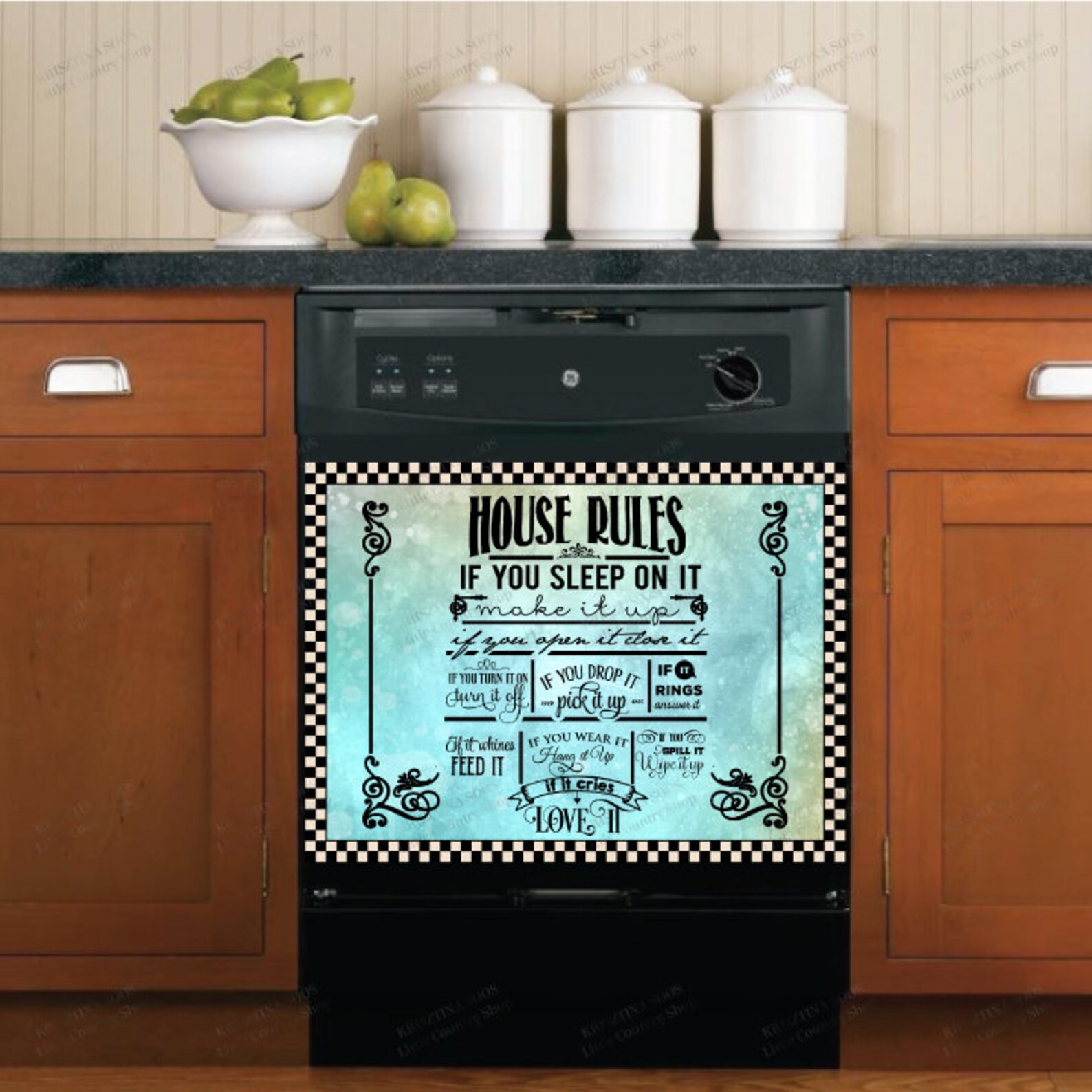 Dishwasher Cover Kitchen Decor House Rules 1 Etsy