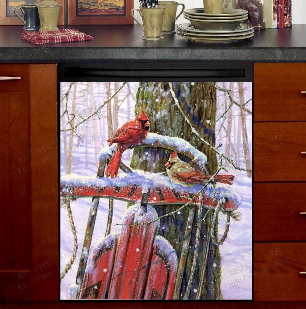 Dishwasher Cover Kitchen Decor Red Sled with Etsy
