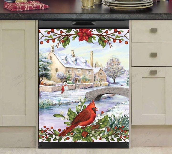 Cozy Riverside Home and Cardinal Dishwasher Cover