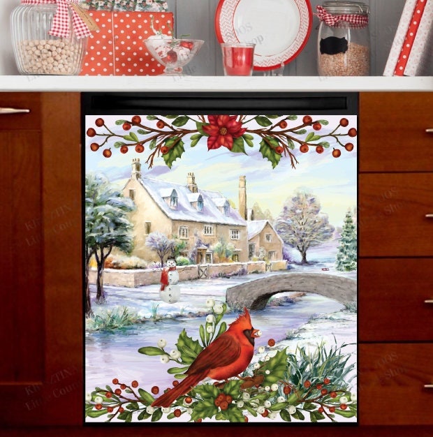 Cozy Riverside Home and Cardinal Dishwasher Cover