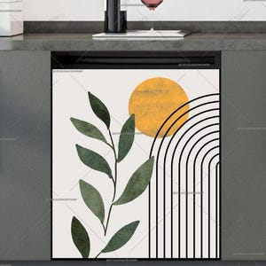 Kitchen Dishwasher Magnet Cover • Minimalist Zen Art Mid Century Design • Decorative Cover #1