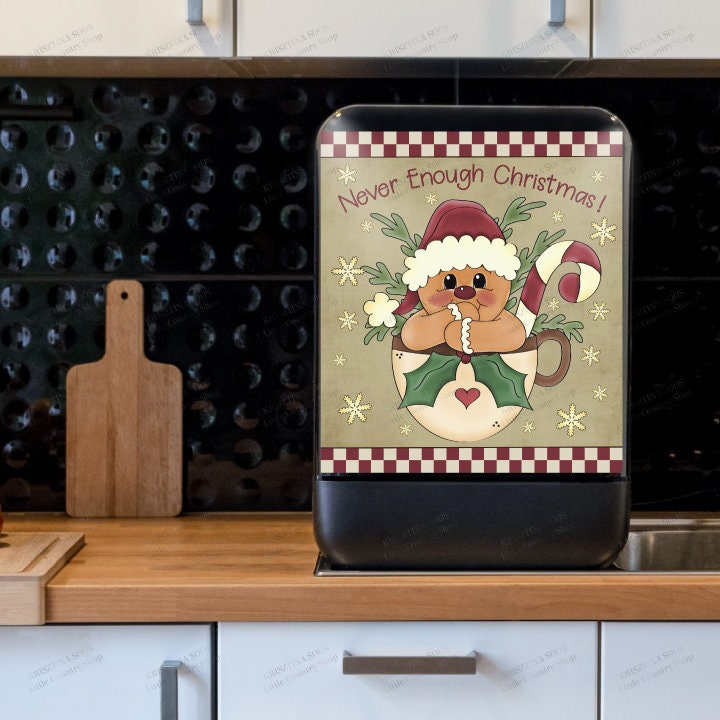 Christmas Cute Gingerbread Man in a Cup Dishwasher Cover