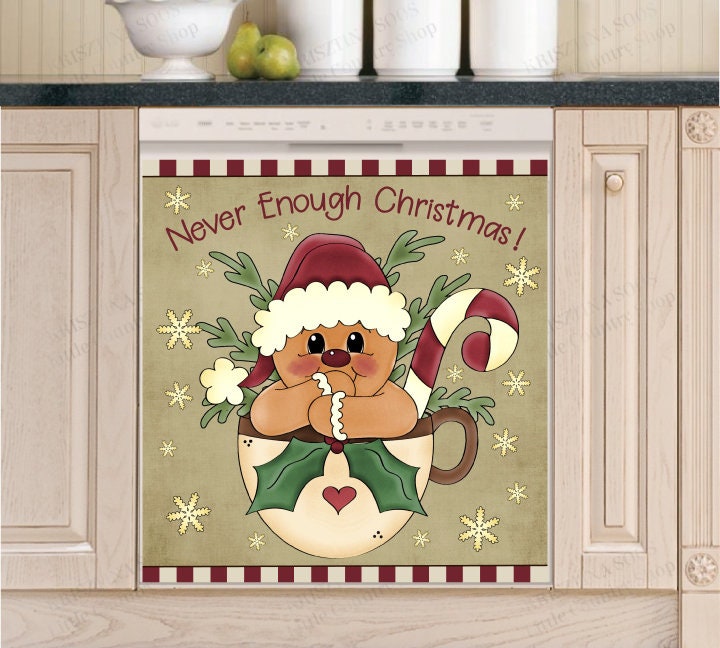 Christmas Cute Gingerbread Man in a Cup Dishwasher Cover