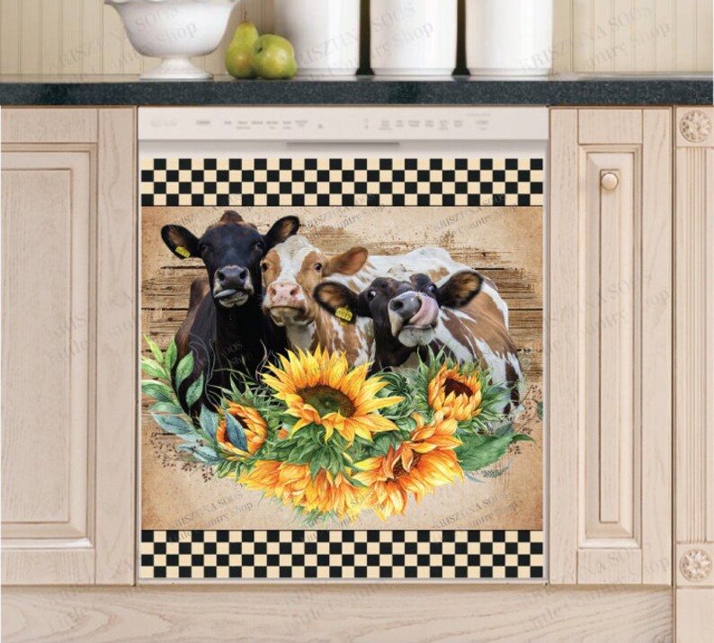 Kitchen Dishwasher Cover Cute Country Farmhouse Cow Etsy