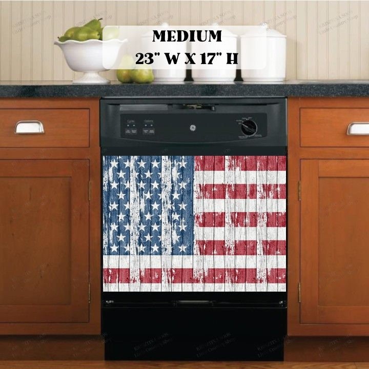 Kitchen Dishwasher Cover USA American Flag Wood Pattern sold by BrookAnderson SKU 43083411