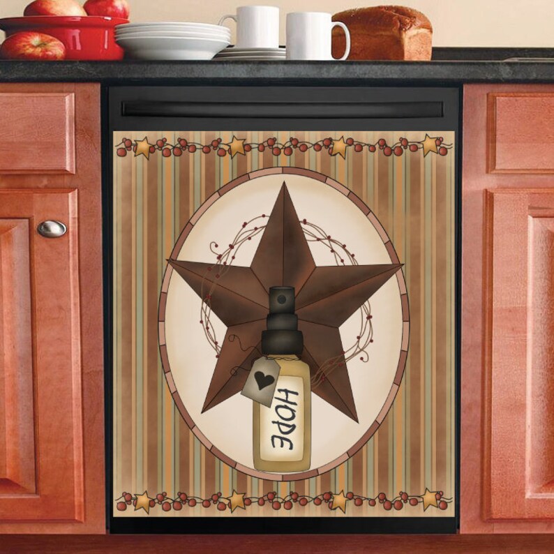 Country Decor Kitchen Dishwasher Magnet Prim Barn Star With Etsy
