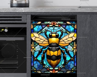Bumblebee Stained Glass Style Dishwasher Magnet Cover - U.S. duty free!! #md1912