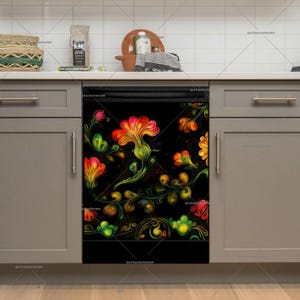 Eastern European Floral Dishwasher Magnet Cover: Bohemian Kitchen Decor - U.S. duty free!! #md2384