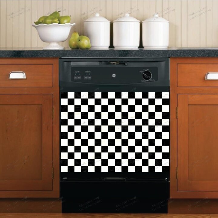 Kitchen Dishwasher Decor Cover Black and Offwhite Etsy