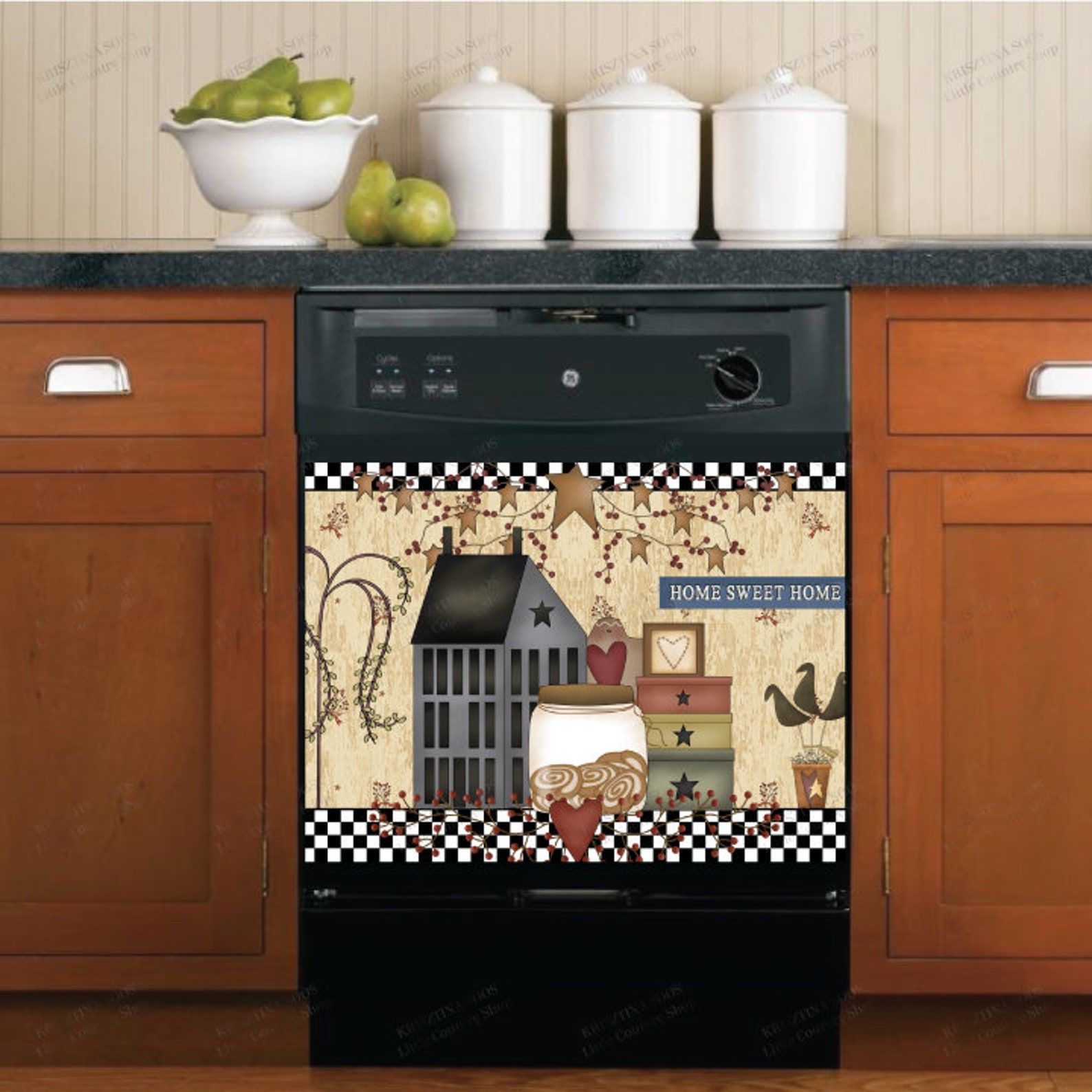 Kitchen Dishwasher Cover Country Primitive Folk Art Etsy