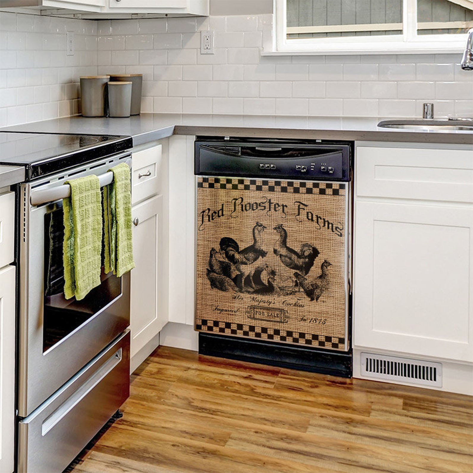 Kitchen Dishwasher Vintage Farmhouse Burlap Pattern Etsy