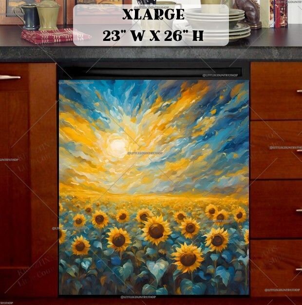 Aesthetic Blue Flowers Dishwasher Magnet Cover Magnetic Dishwasher Door Cover Magnetic Refrigerator Cover 23x26in - View #4