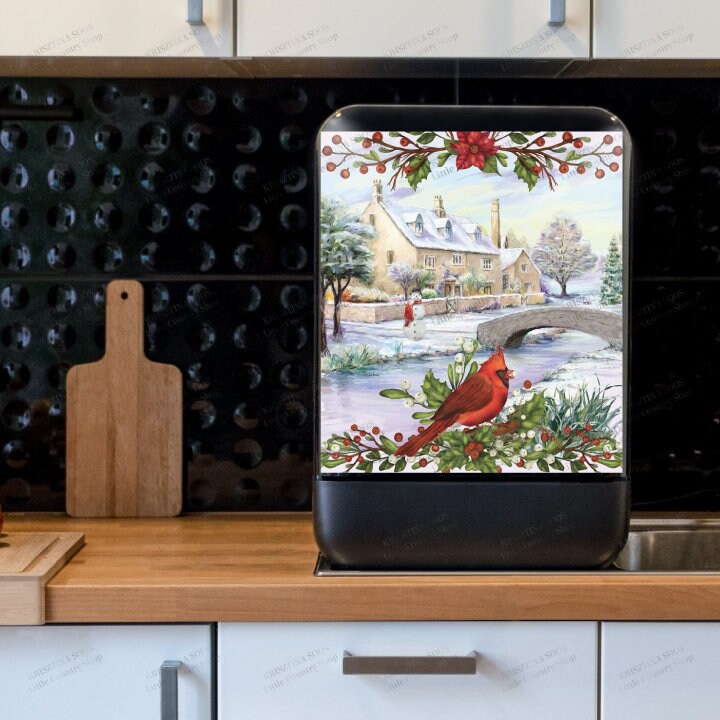 Cozy Riverside Home and Cardinal Dishwasher Cover