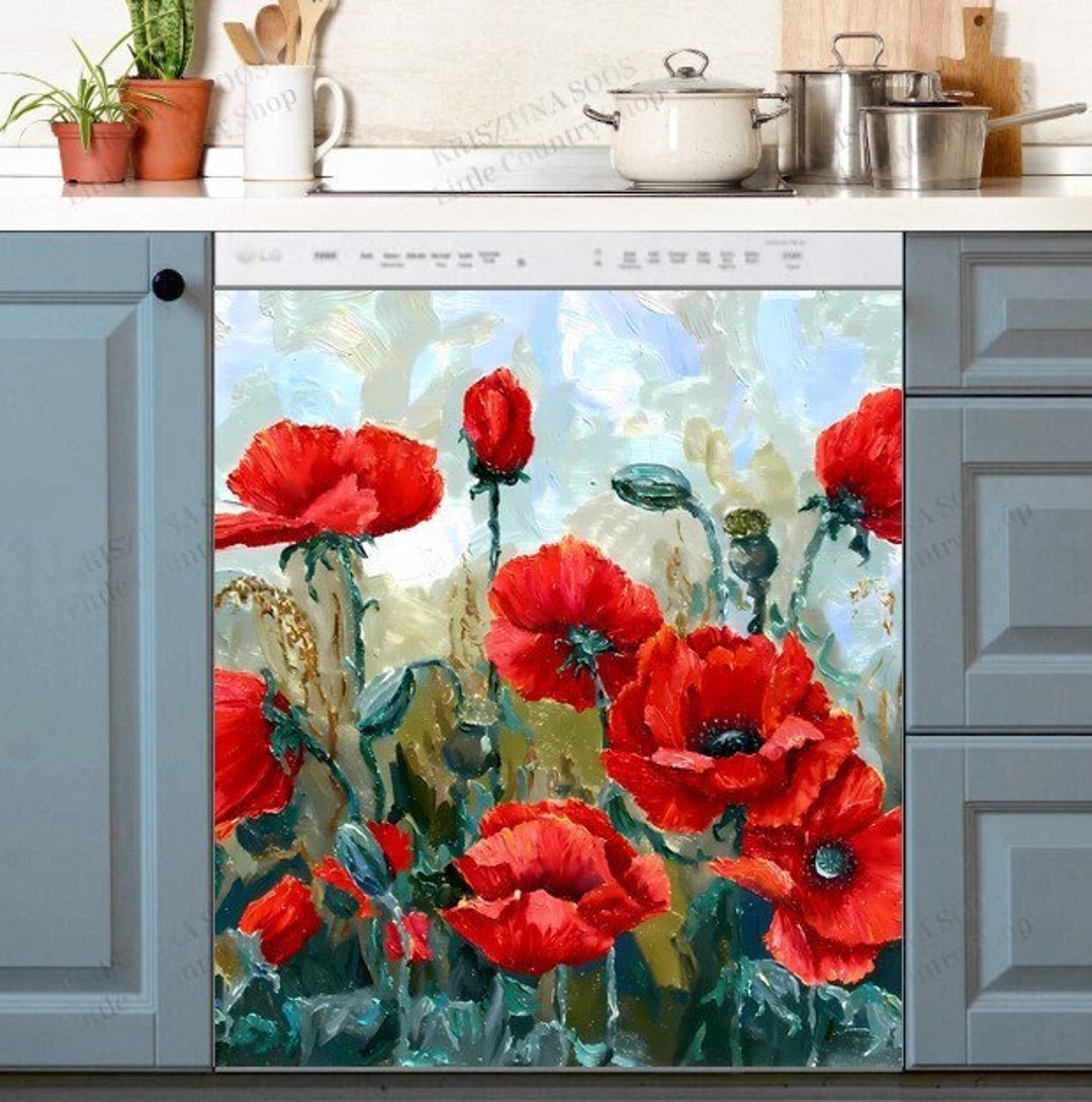 Dishwasher Cover Kitchen Decor Beautiful Blooming Etsy
