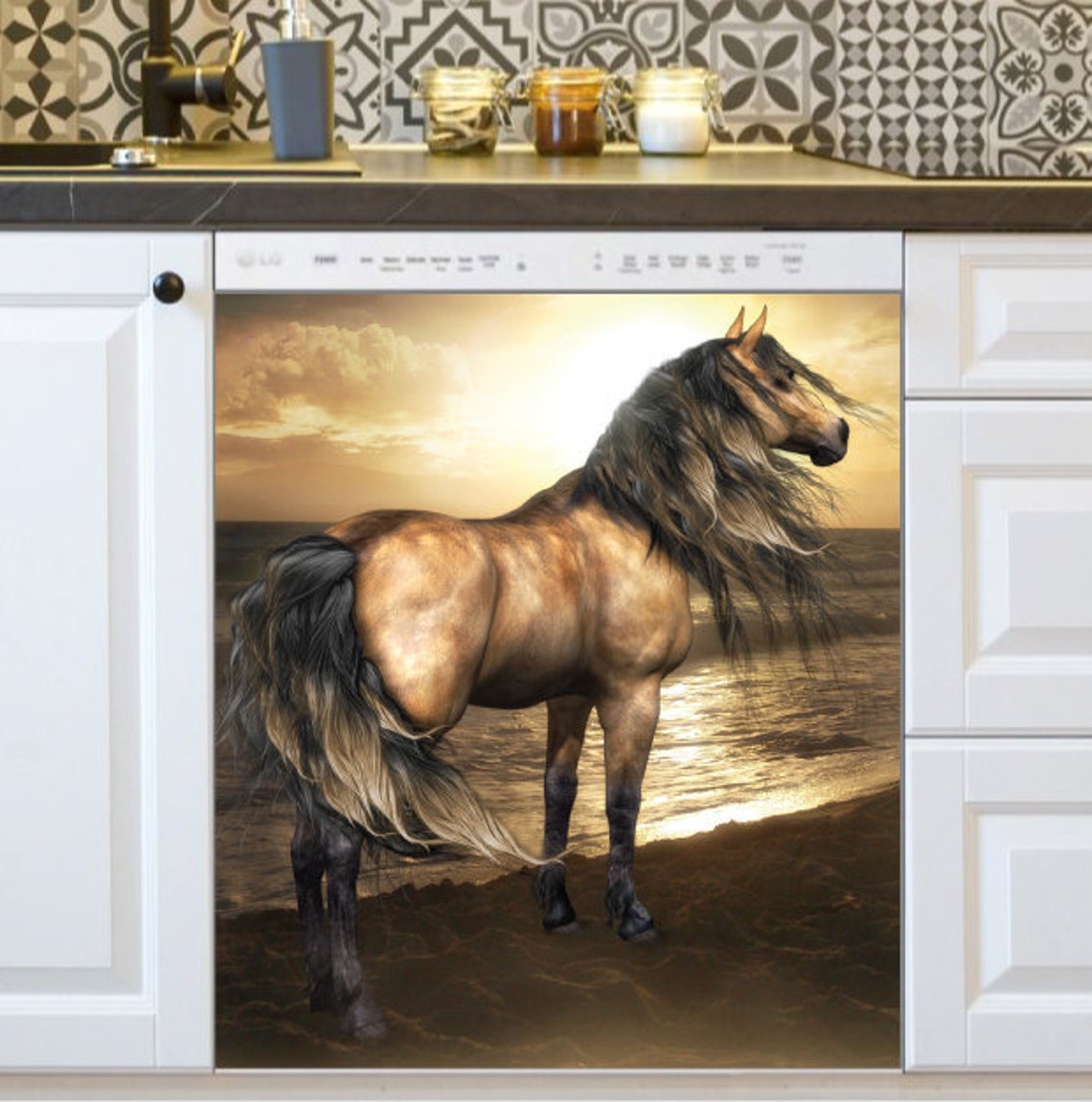 Kitchen Dishwasher Beautiful Golden Horse Etsy