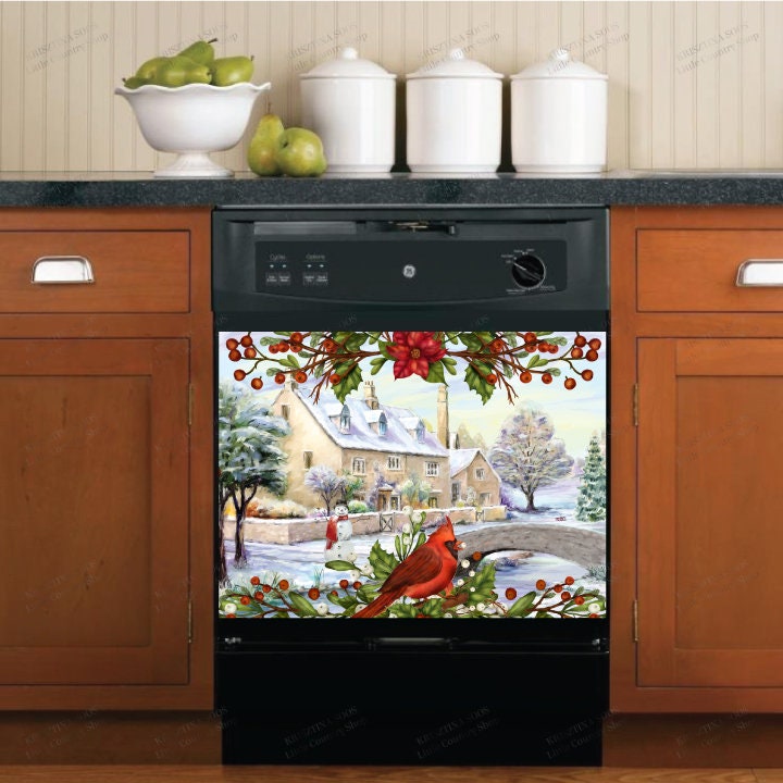 Cozy Riverside Home and Cardinal Dishwasher Cover