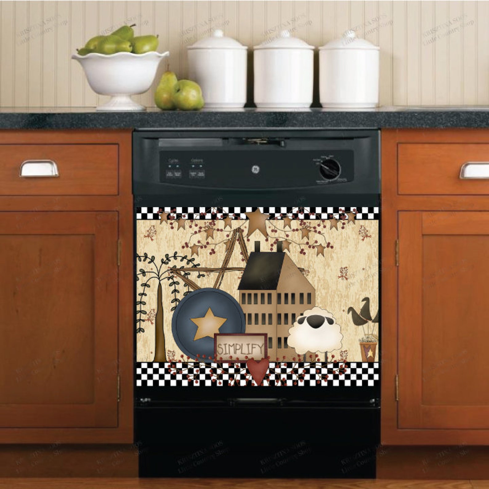 Kitchen Dishwasher Decor Cover Primitive Country Folk Etsy