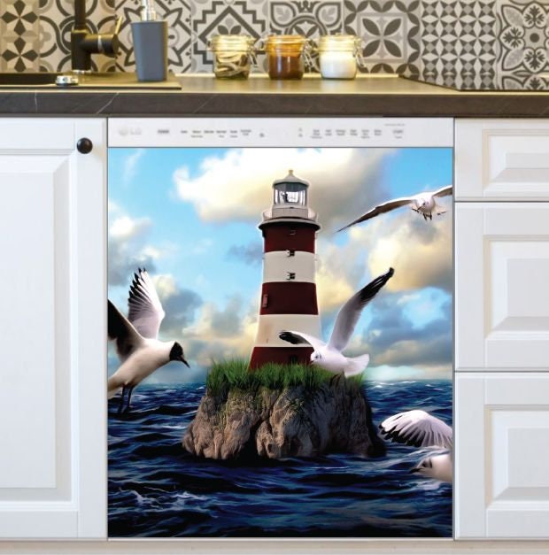 Dishwasher Cover Seagulls and a Lighthouse Etsy