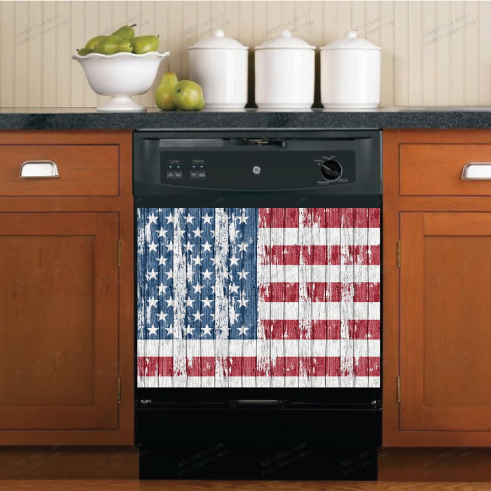 Dishwasher Cover Kitchen Decor USA American Flag Wood Etsy