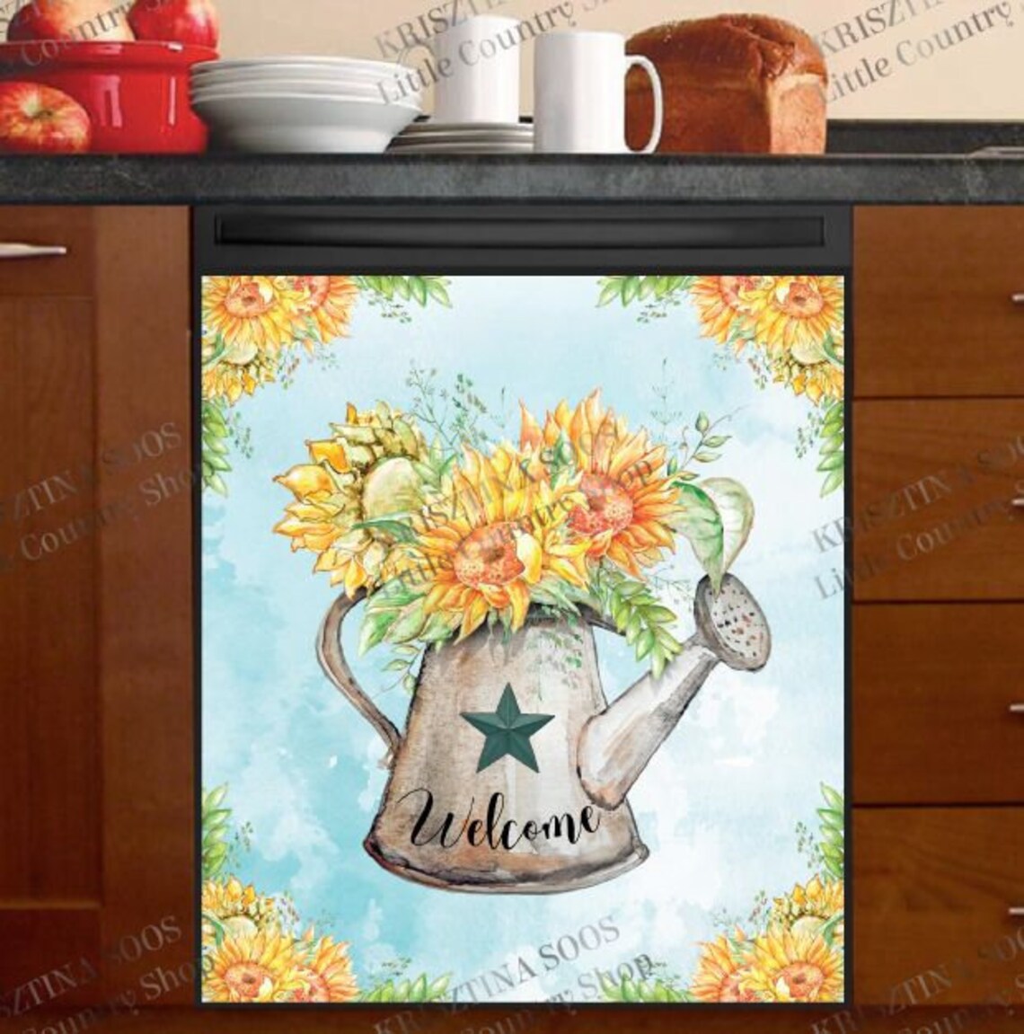 Dishwasher Cover Kitchen Decor Sunflowers in a Rustic Etsy