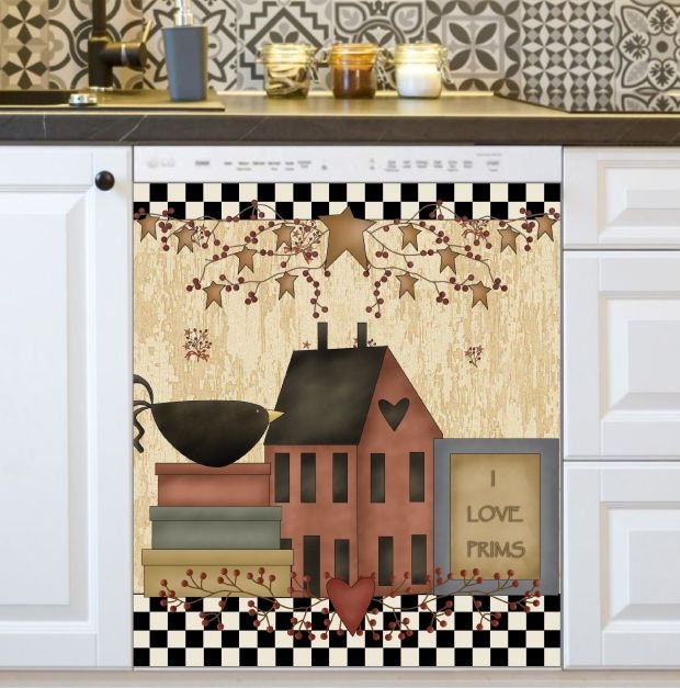 Dishwasher Cover Primitive Folk Art Design 1 Etsy