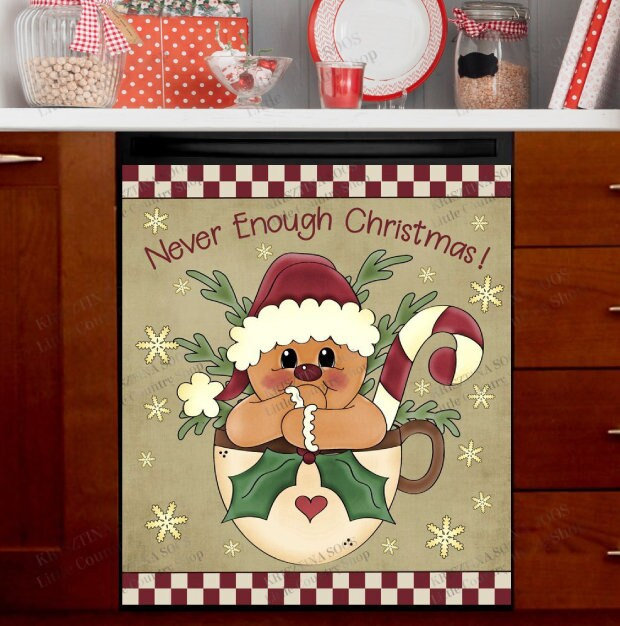 Christmas Cute Gingerbread Man in a Cup Dishwasher Cover