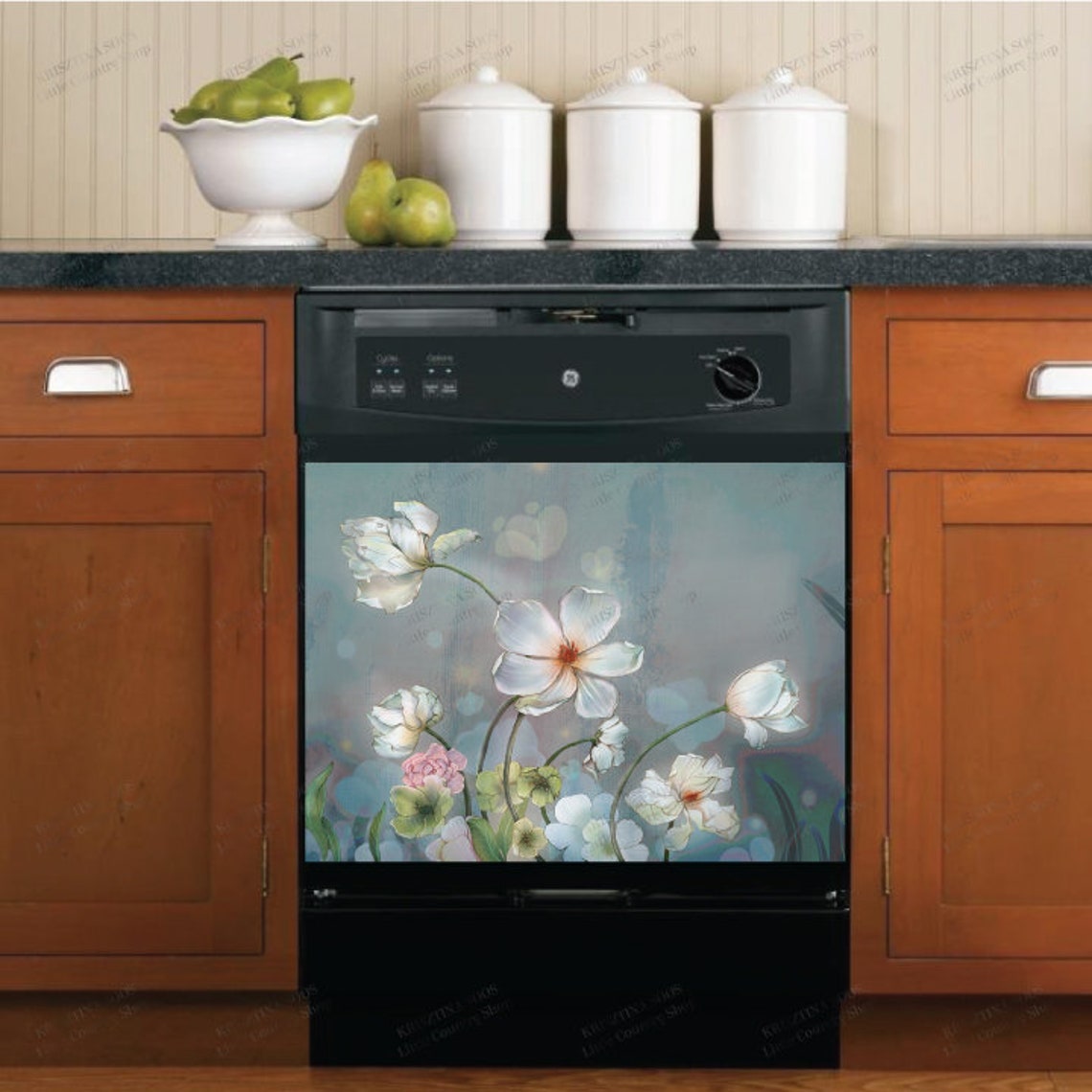 Dishwasher Cover Kitchen Decor Blooming White Flowers Etsy