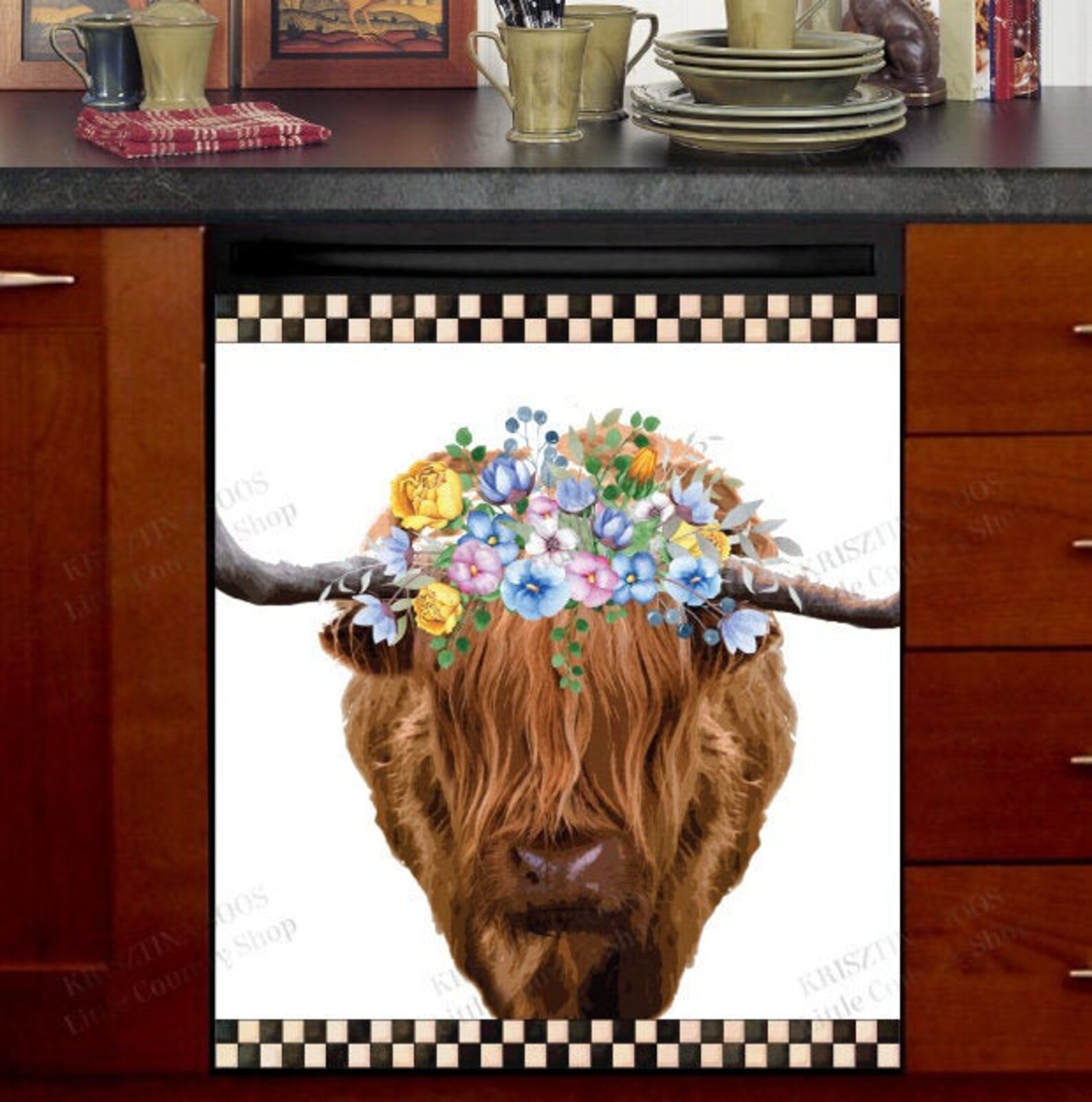Kitchen Dishwasher Decor Cover Highland Cow with Etsy